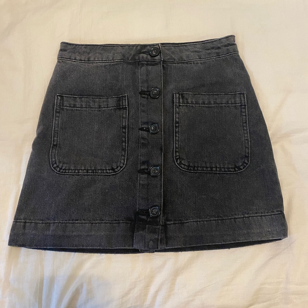 Free People super high rise black jean skirt, size 24